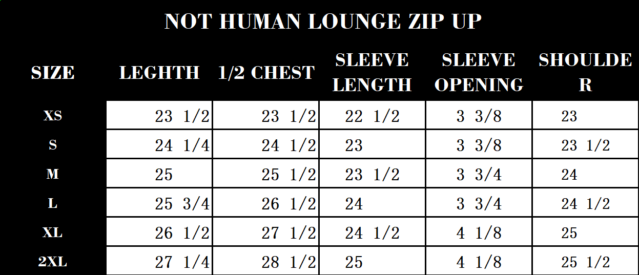 "NOT HUMAN" LOUNGE ZIP UP