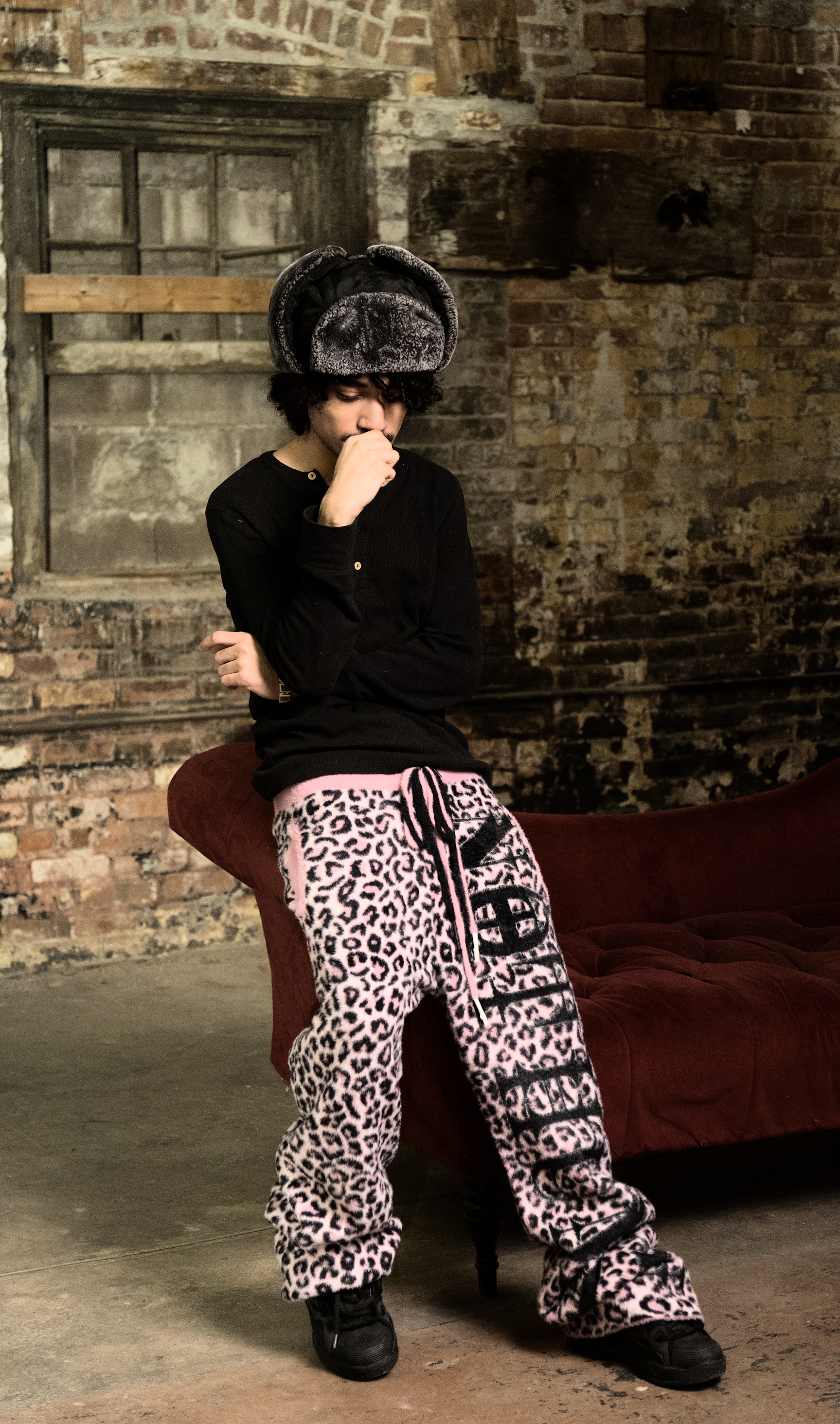 NOT HUMAN  SNOW LEOPARD PRINT ( PINK-DYED )
